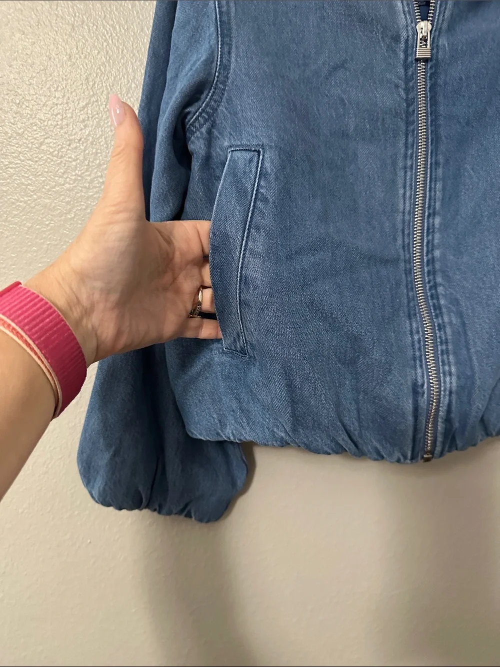 art class Blue Denim- Zip up Bomber Jacket with pockets for Kids Sz S 6/7 NWT